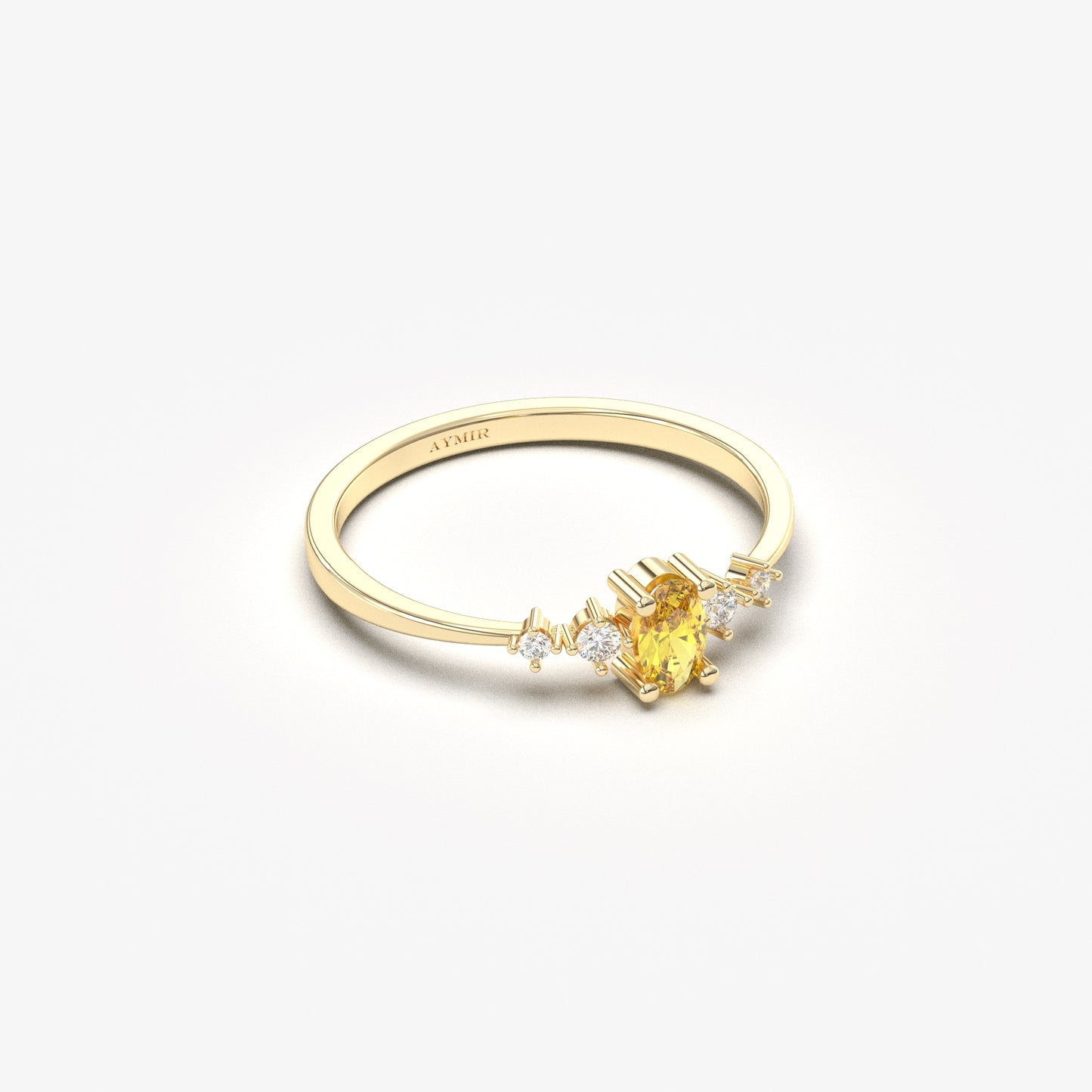 14K Gold Unique Oval Citrine and Diamond Ring - 2S121CIT