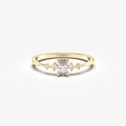18K Gold Oval Lavender Ring - 2S121LAV