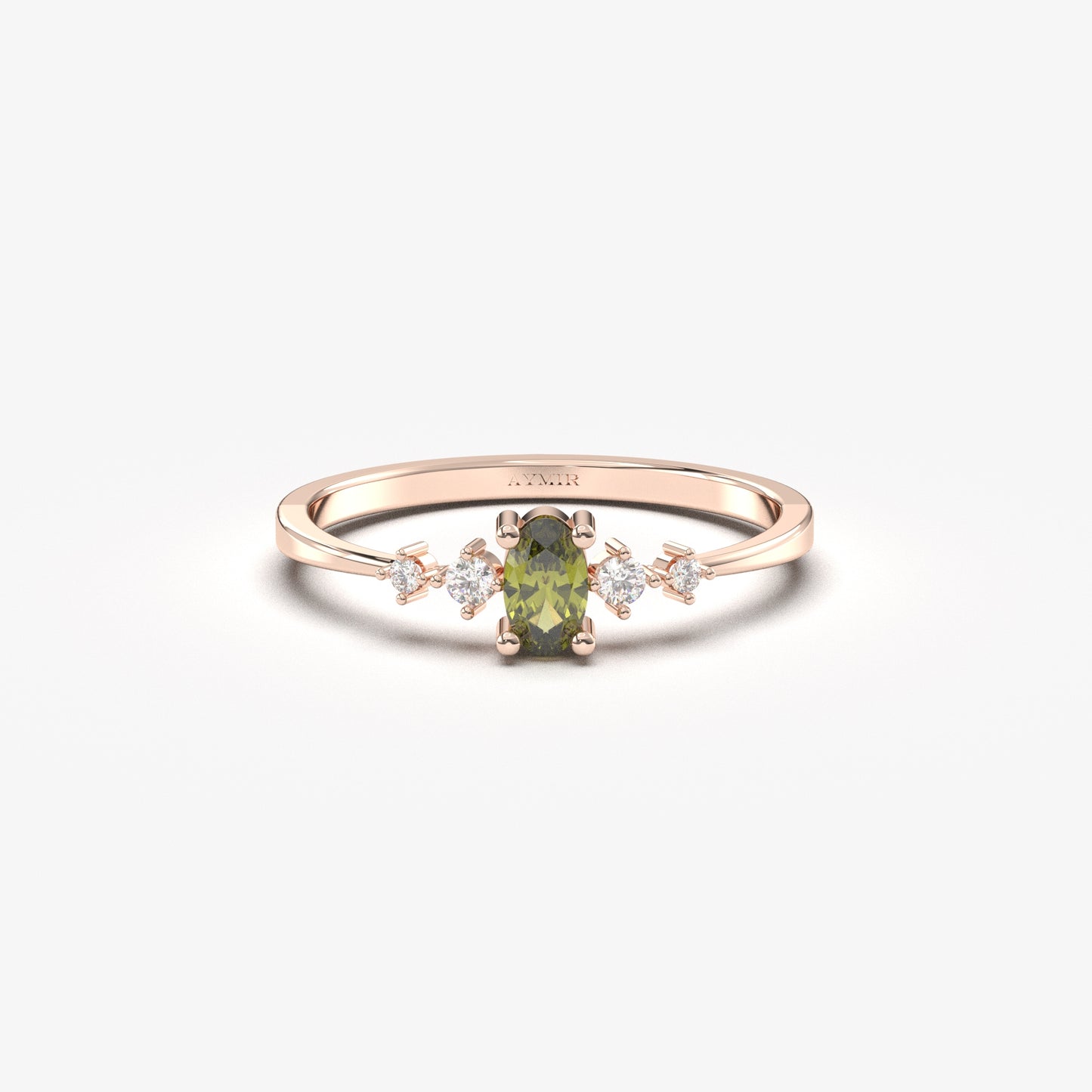 18K Gold Oval Peridot Diamond Ring - 2S121PER