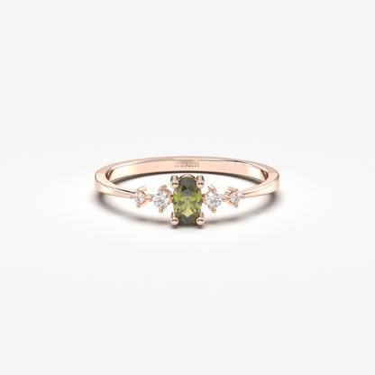 18K Gold Oval Peridot Diamond Ring - 2S121PER