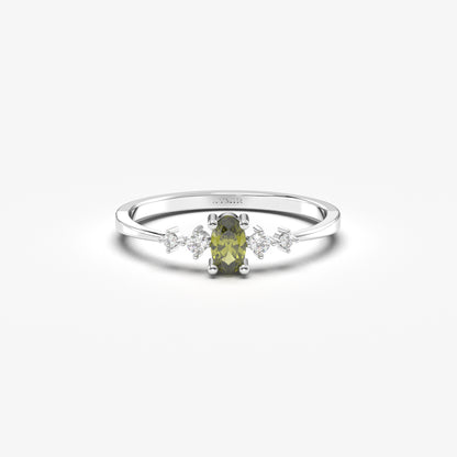 18K Gold Oval Peridot Diamond Ring - 2S121PER
