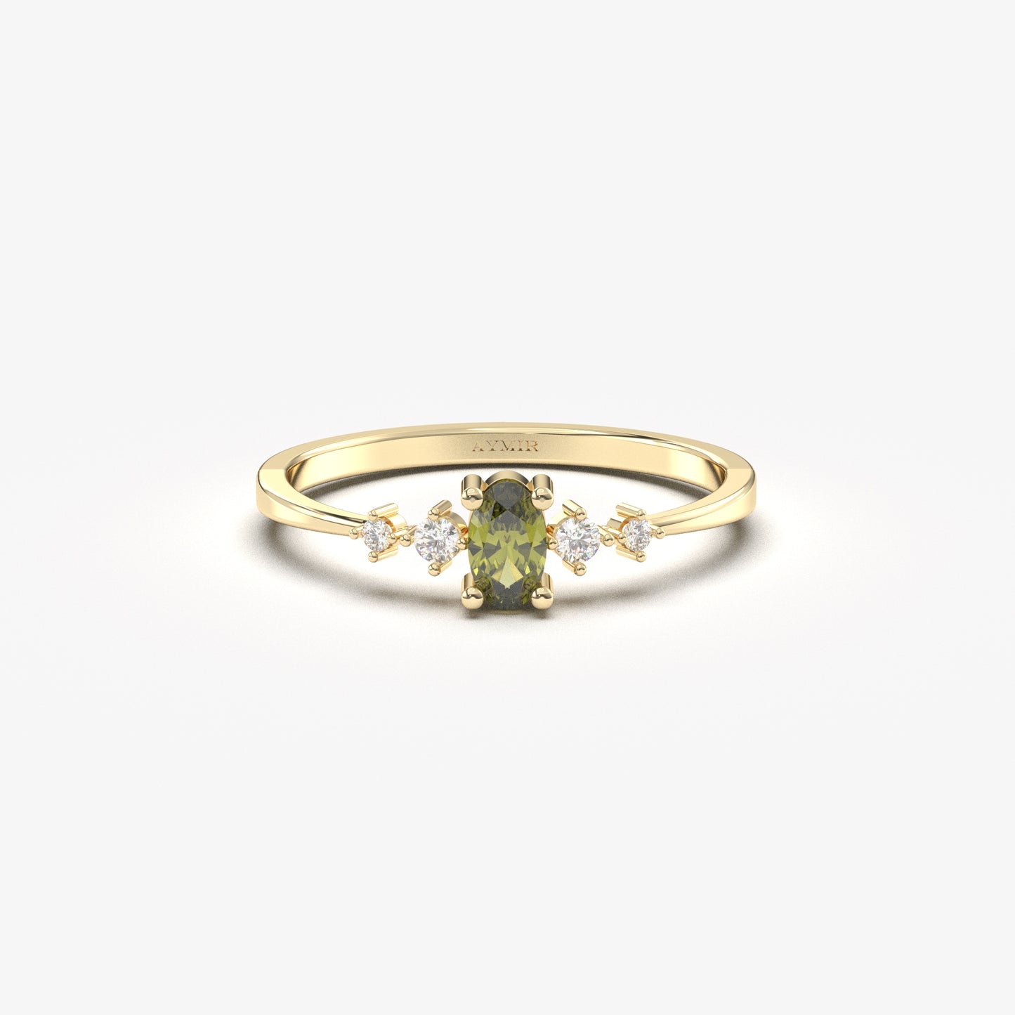 18K Gold Oval Peridot Diamond Ring - 2S121PER