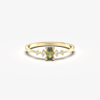 18K Gold Oval Peridot Diamond Ring - 2S121PER