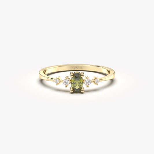 18K Gold Oval Peridot Ring - 2S121PER