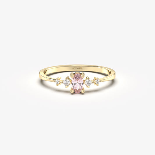 18K Gold Oval Pink Topaz Ring - 2S121PNK