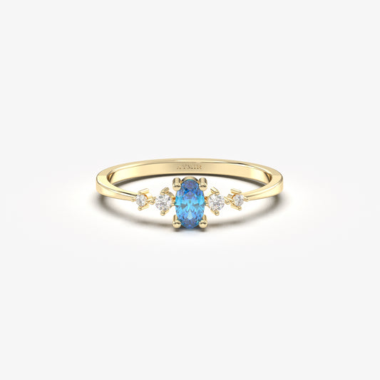 18K Gold Oval Sky Blue Topaz Ring - 2S121SKY