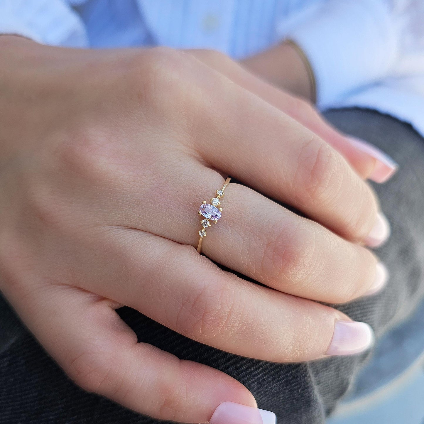 14K Gold Oval Lavender Ring - 2S121LAV