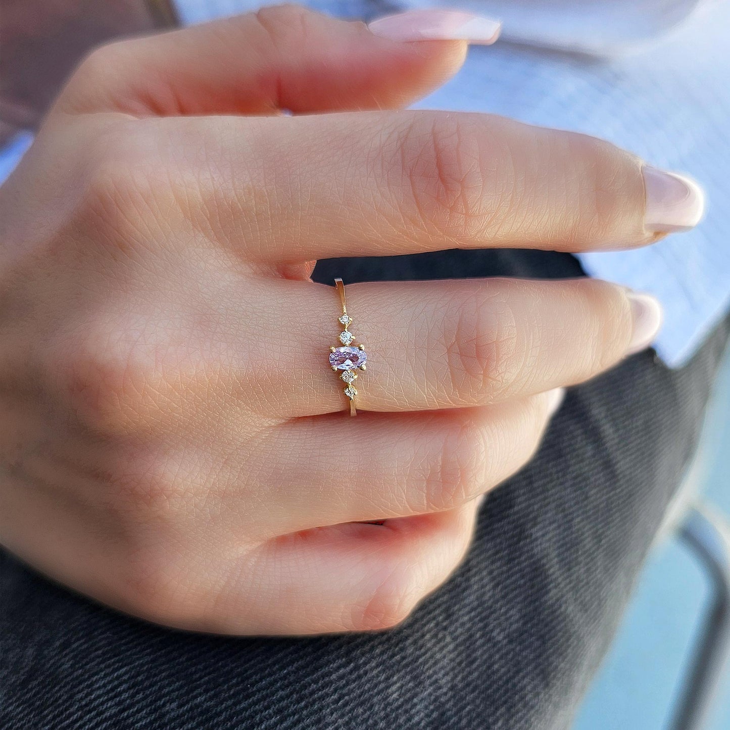 14K Gold Oval Lavender Ring - 2S121LAV