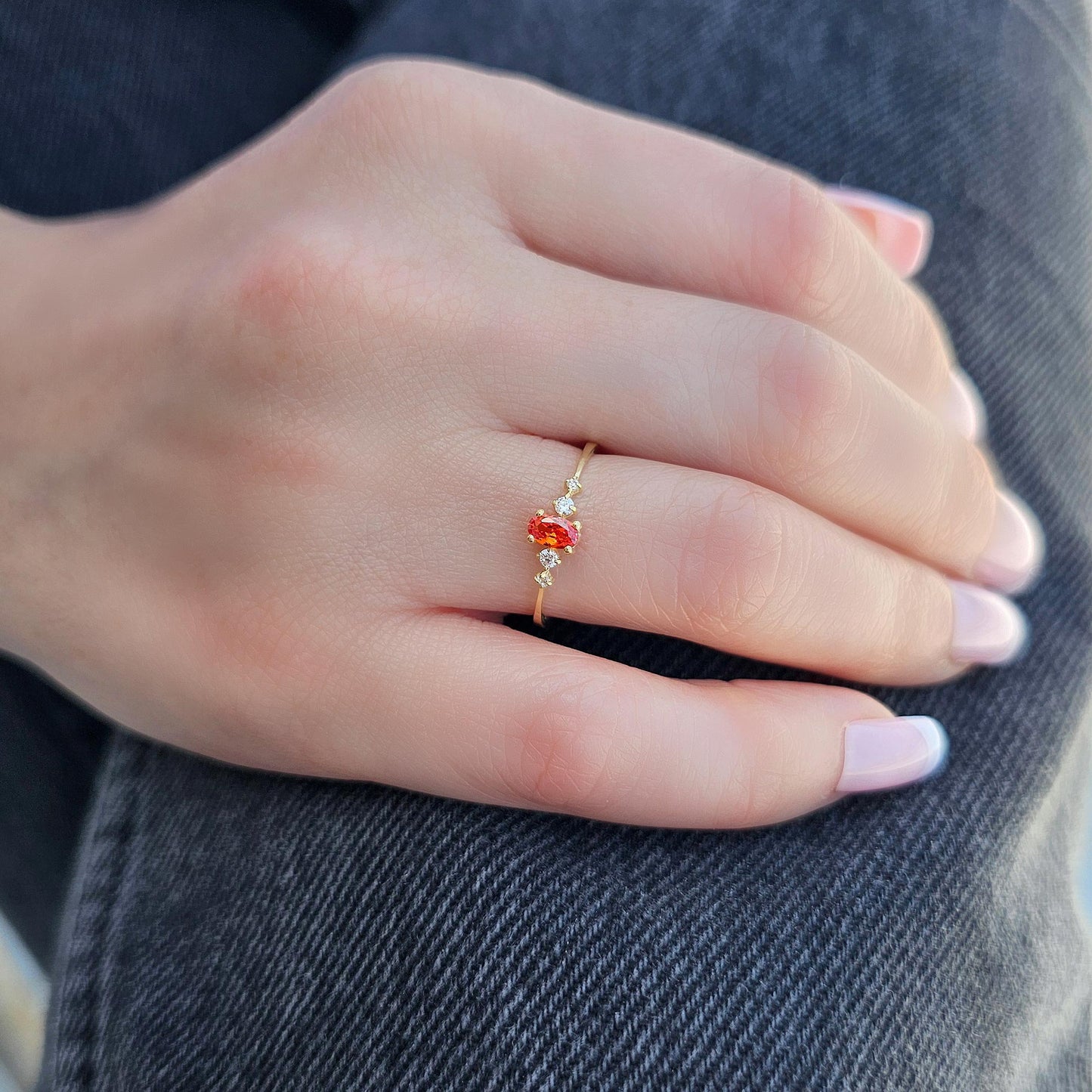 14K Gold Oval Orange Topaz Ring - 2S121ORNG