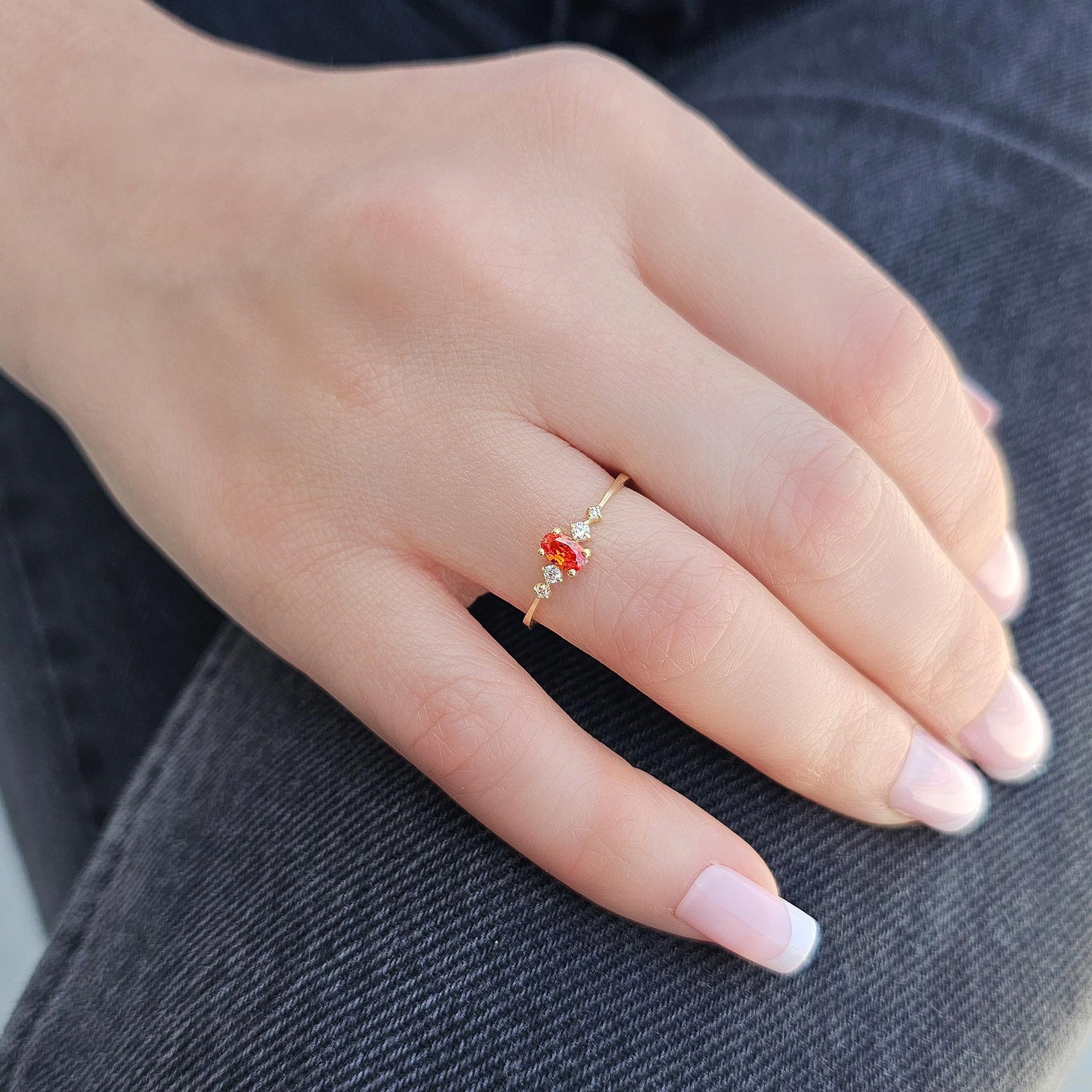 14K Gold Oval Orange Topaz Ring - 2S121ORNG