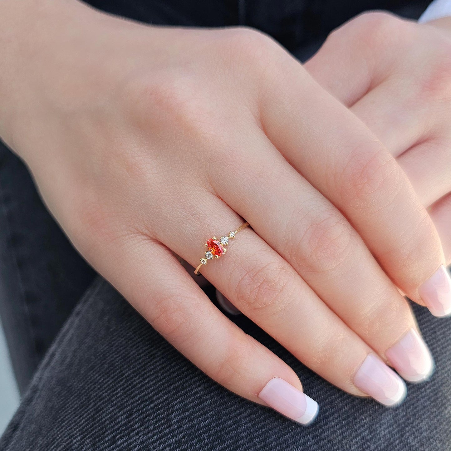 14K Gold Oval Orange Topaz Ring - 2S121ORNG