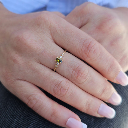 18K Gold Oval Peridot Diamond Ring - 2S121PER