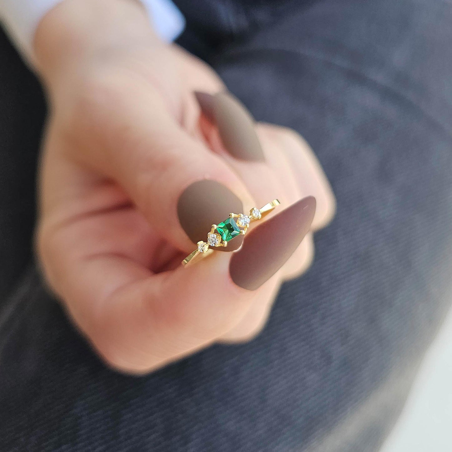 18K Gold Princess Emerald Ring - 2S122EME