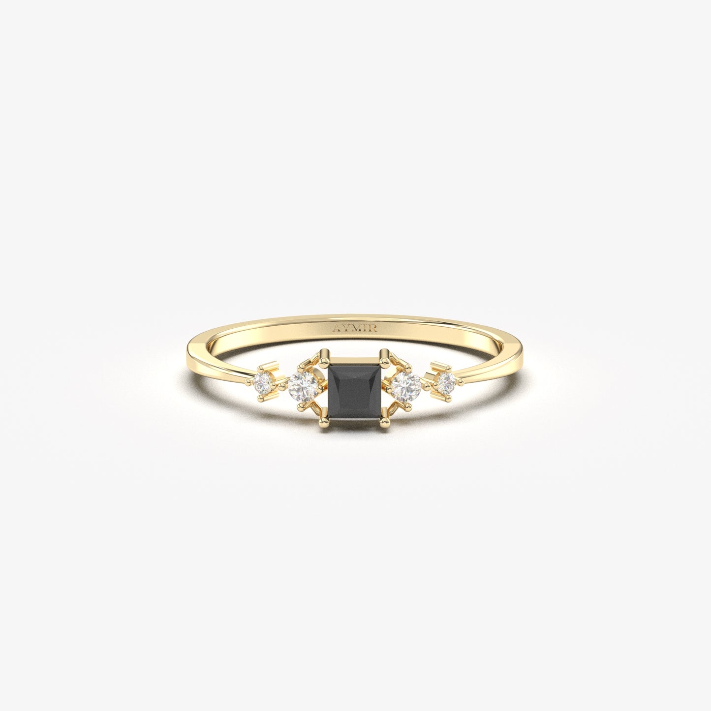 18K Gold Square Black Onyx Ring - 2S122BLK