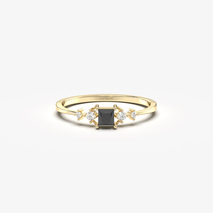 18K Gold Square Black Onyx Ring - 2S122BLK