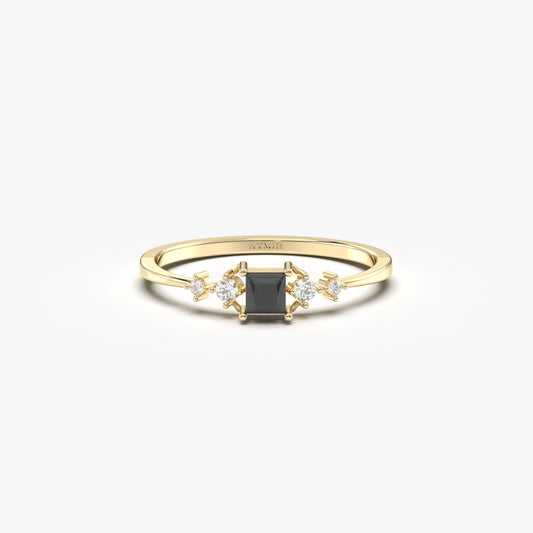 18K Gold Square Black Onyx Ring - 2S122BLK