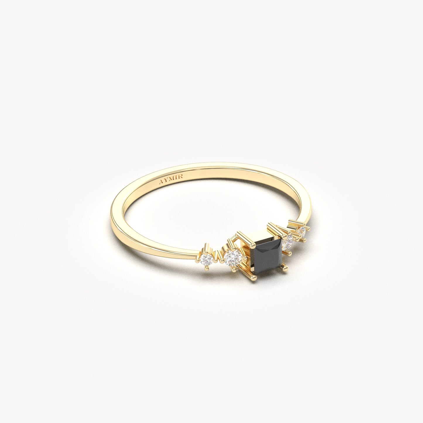 18K Gold Square Black Onyx Ring - 2S122BLK