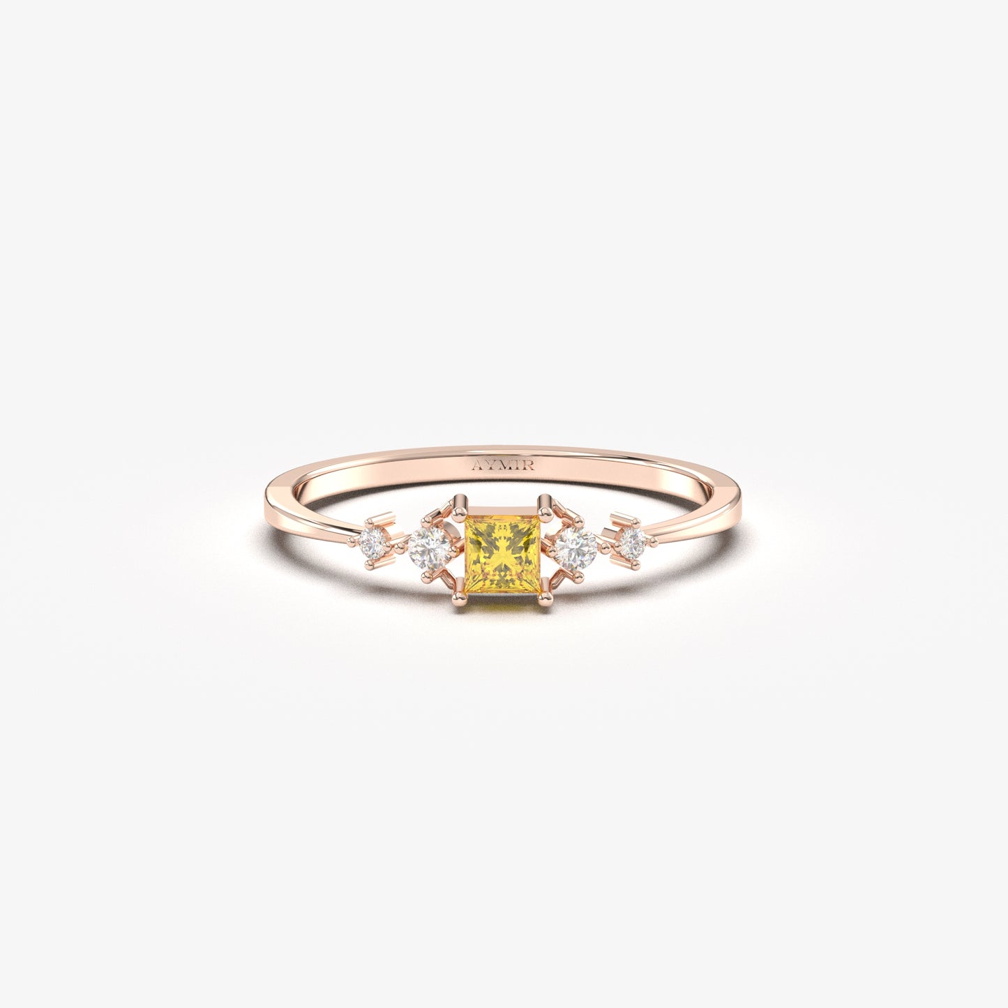 18K Gold Dainty Citrine Diamond Ring - 2S122CIT