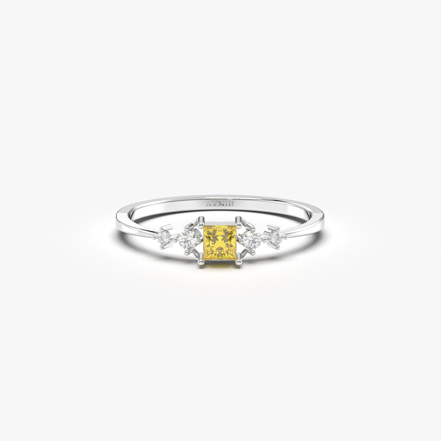 18K Gold Dainty Citrine Diamond Ring - 2S122CIT