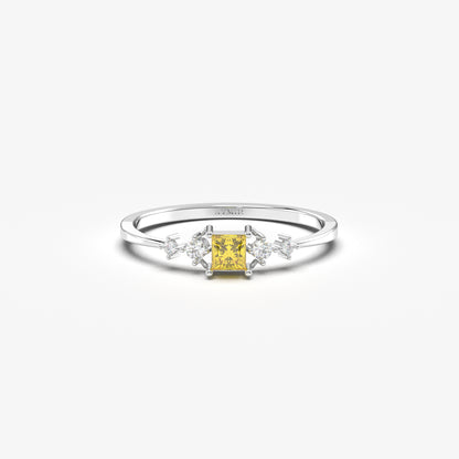18K Gold Dainty Citrine Diamond Ring - 2S122CIT