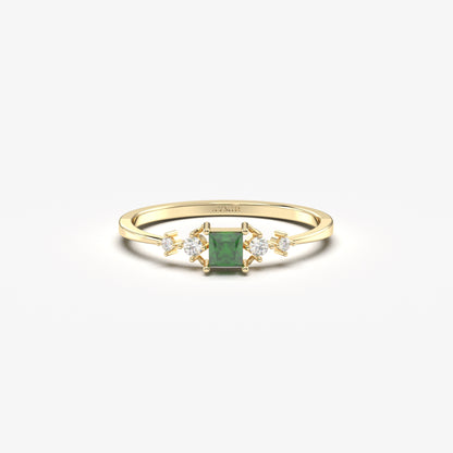 18K Gold Princess Emerald Ring - 2S122EME