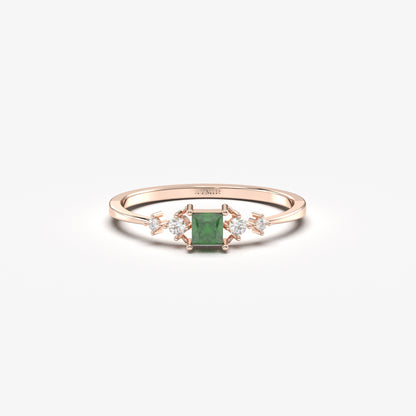 18K Gold Princess Emerald Ring - 2S122EME