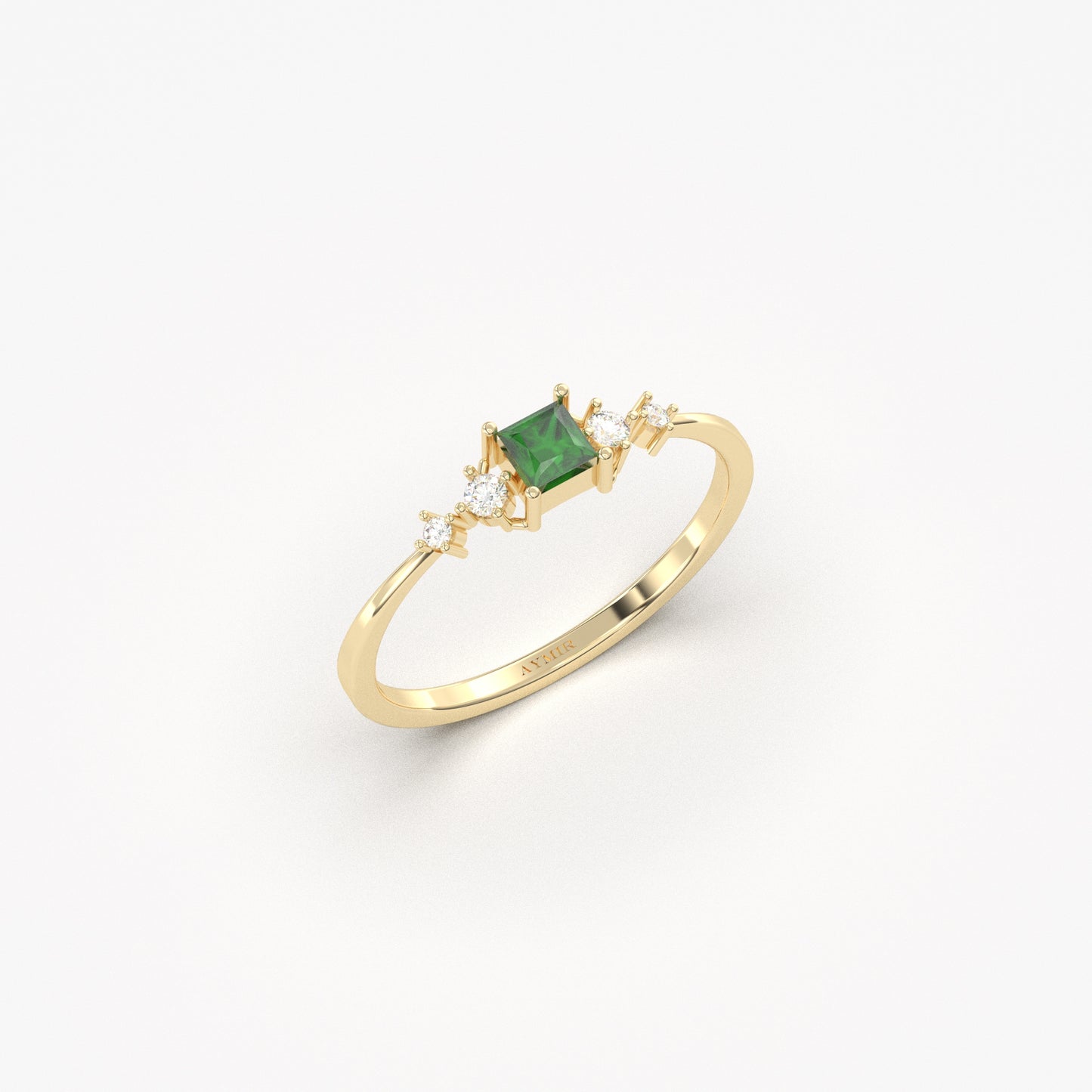 18K Gold Princess Emerald Ring - 2S122EME