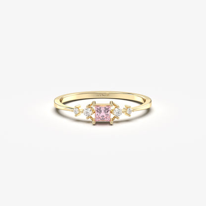 18K Gold Square Pink Topaz Ring - 2S122PNK