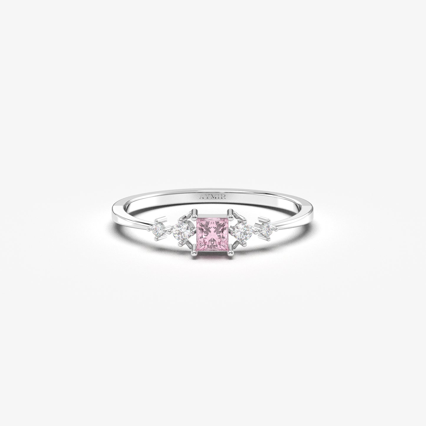 18K Gold Square Pink Topaz Ring - 2S122PNK