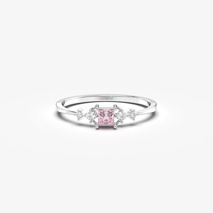 18K Gold Square Pink Topaz Ring - 2S122PNK