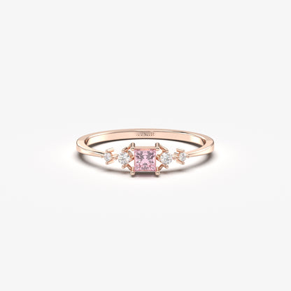 18K Gold Square Pink Topaz Ring - 2S122PNK