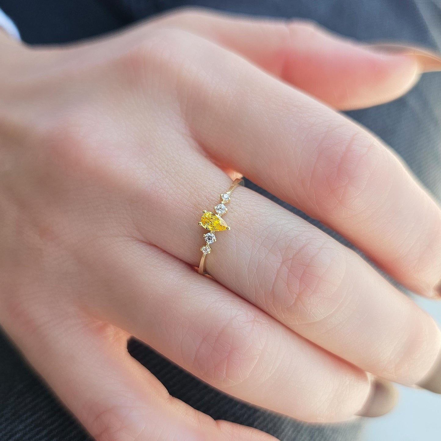 18K Gold Pear Citrine Ring - 2S123CIT