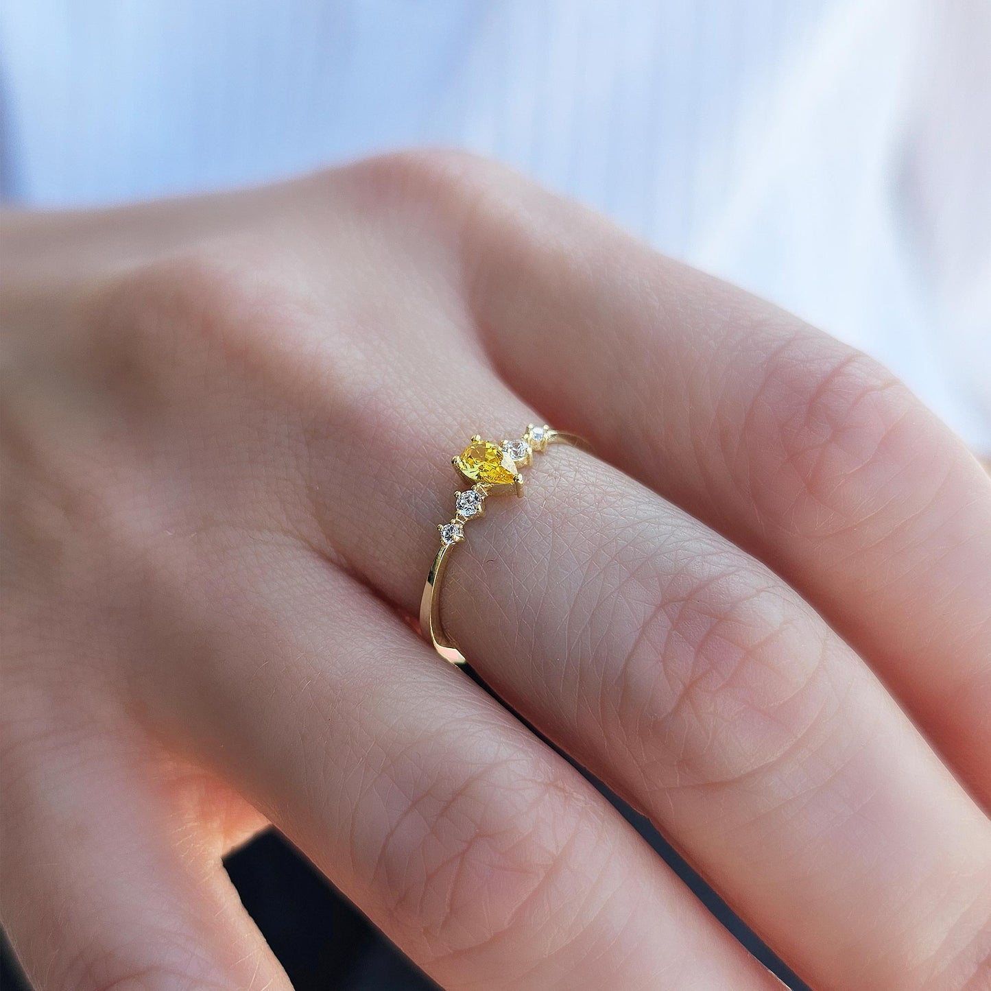 18K Gold Pear Citrine Ring - 2S123CIT