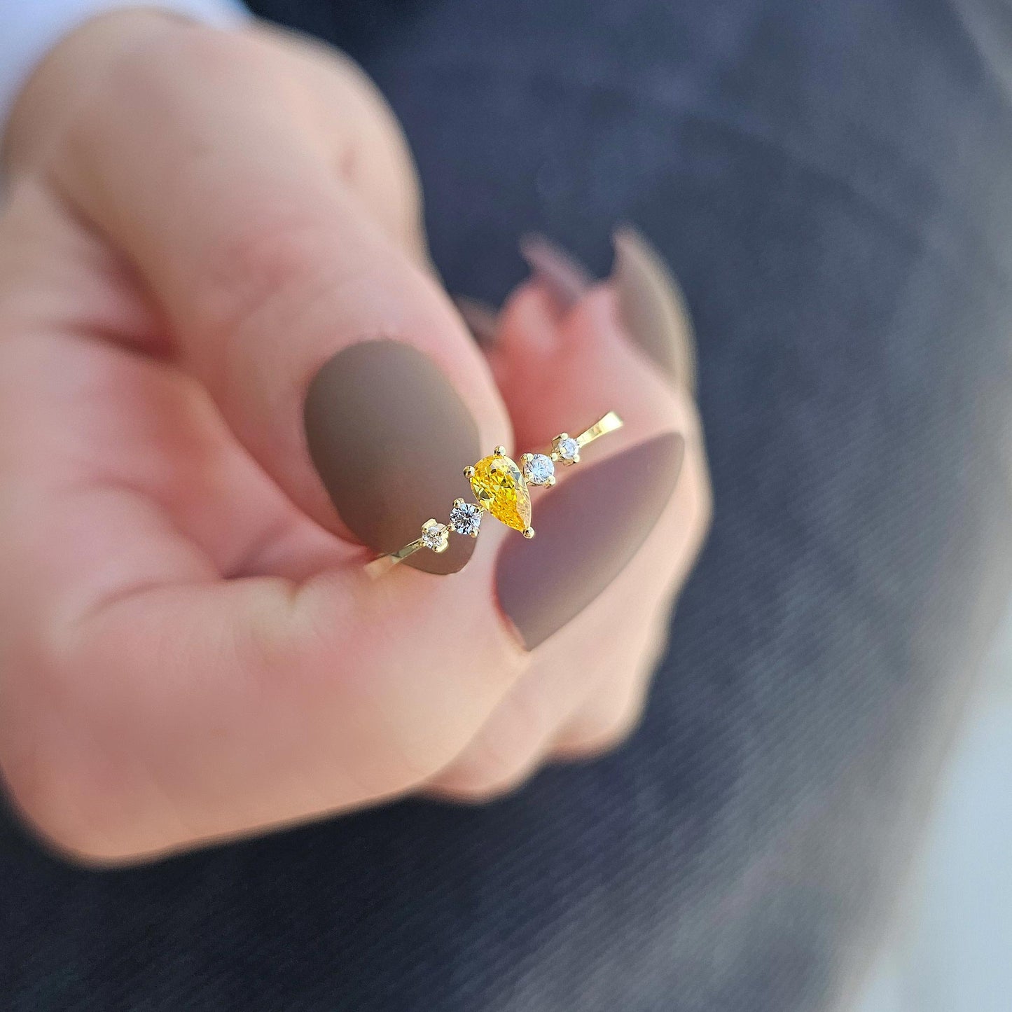 18K Gold Pear Citrine Ring - 2S123CIT