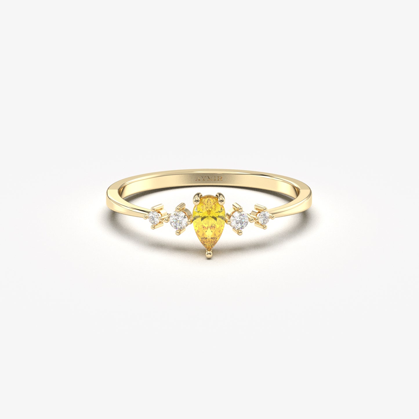 18K Gold Pear Citrine Ring - 2S123CIT