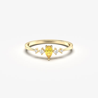 18K Gold Pear Citrine Ring - 2S123CIT