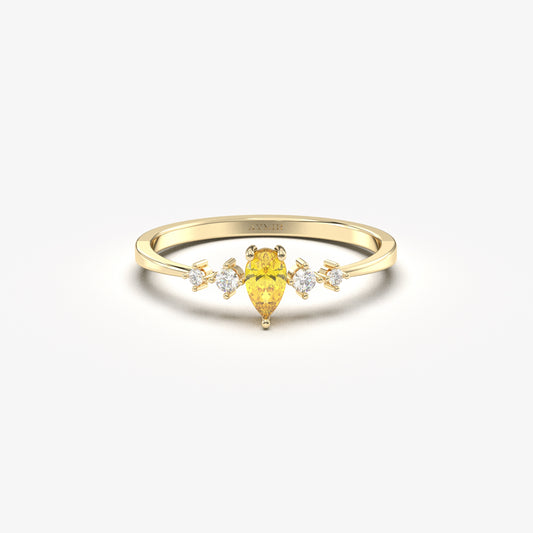 18K Gold Pear Citrine Ring - 2S123CIT