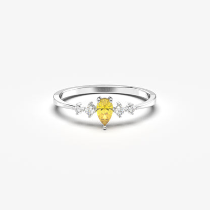18K Gold Pear Citrine Ring - 2S123CIT