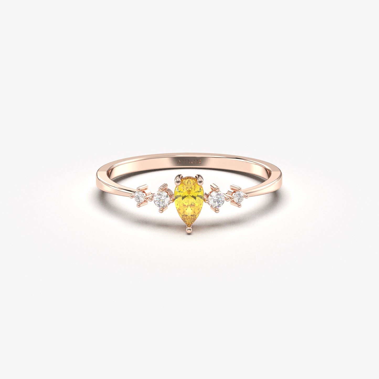 18K Gold Pear Citrine Ring - 2S123CIT