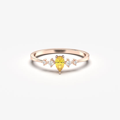 18K Gold Pear Citrine Ring - 2S123CIT