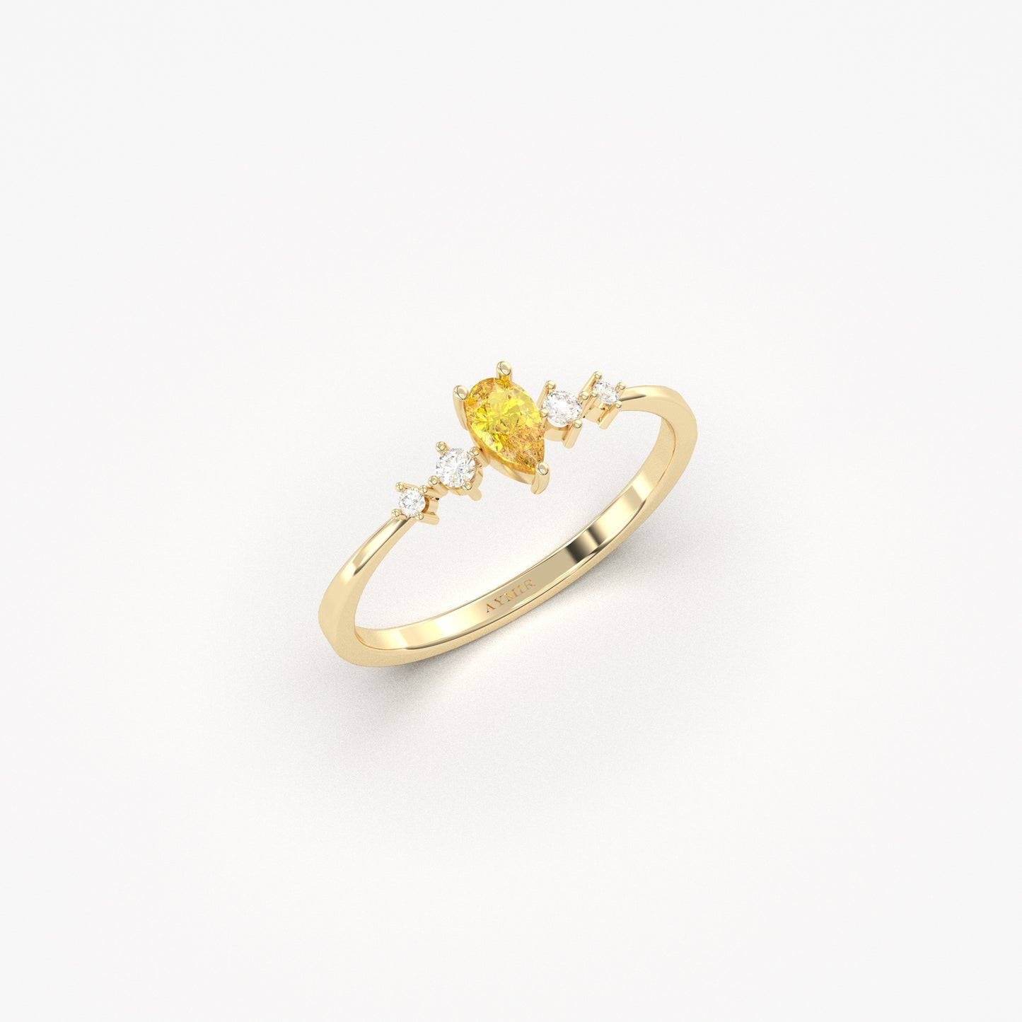 18K Gold Pear Citrine Ring - 2S123CIT