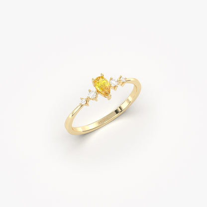 18K Gold Pear Citrine Ring - 2S123CIT
