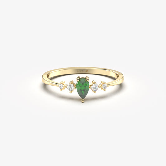 18K Gold Pear Emerald Ring - 2S123EME