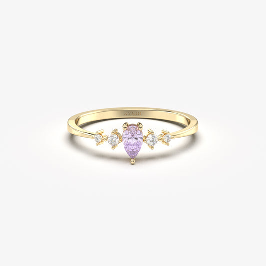 18K Gold Pear Lavender Ring - 2S123LAV