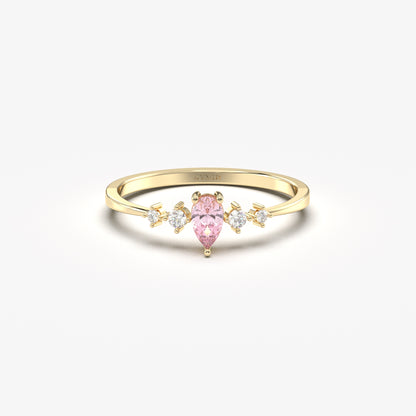 Anillo de oro de 18 quilates con pera rosa y circonitas - 2S123PNK