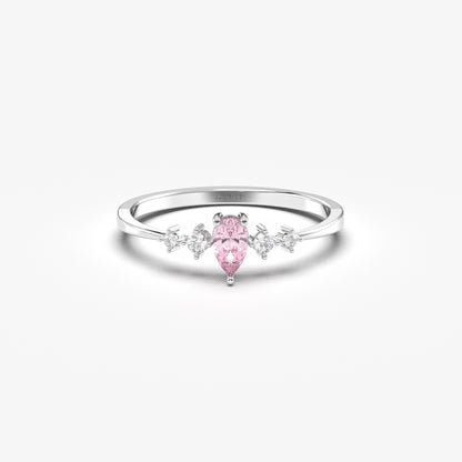 Anillo de oro de 18 quilates con pera rosa y circonitas - 2S123PNK