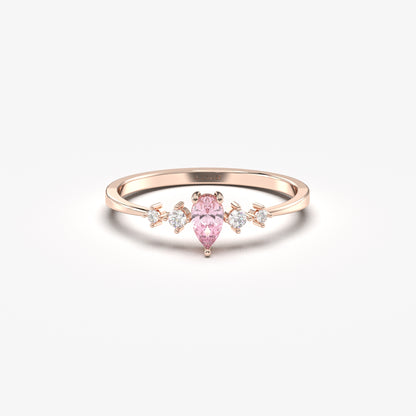 Anillo de oro de 18 quilates con pera rosa y circonitas - 2S123PNK