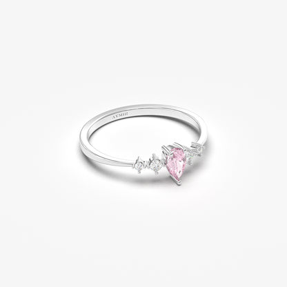 Anillo de oro de 18 quilates con pera rosa y circonitas - 2S123PNK