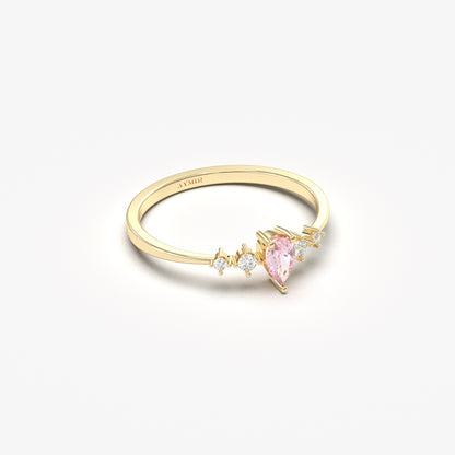 Anillo de oro de 18 quilates con pera rosa y circonitas - 2S123PNK