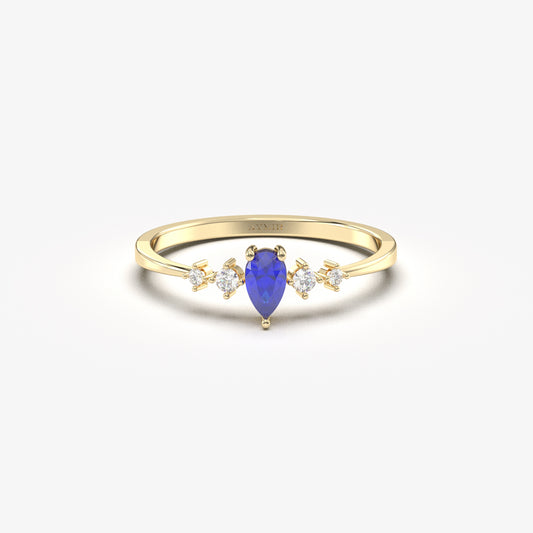 18K Gold Pear Sapphire Ring - 2S123SAP